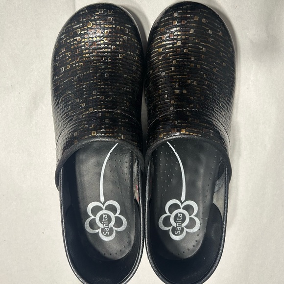 Sanita Geometric Patterned Nursing Clogs Leather Shoes Women's Size 42 - Picture 1 of 6